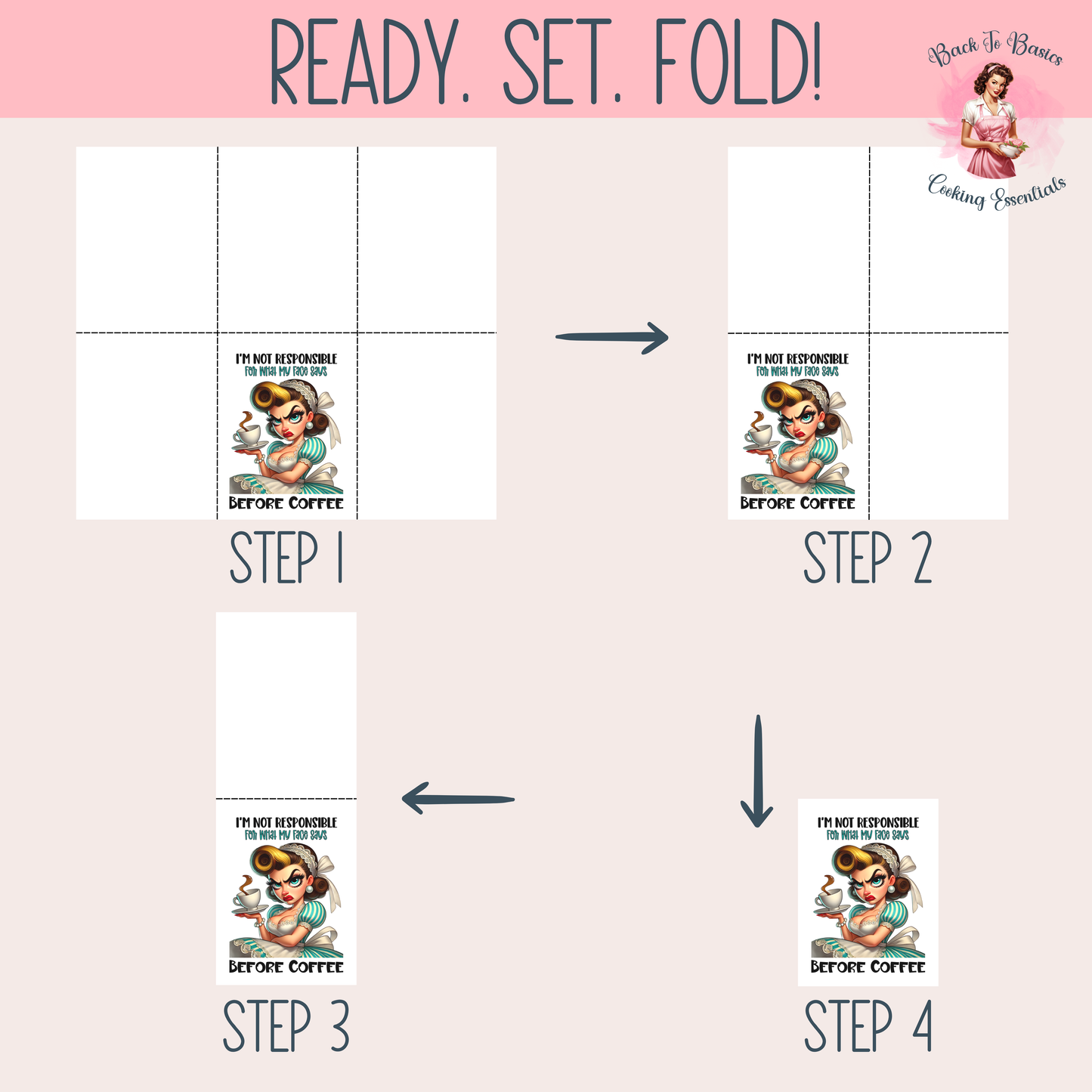 Vintage-Inspired "I'm Not Responsible For What My Face Says Before Coffee" Cotton Tea Towel - Humorous Kitchen Decor